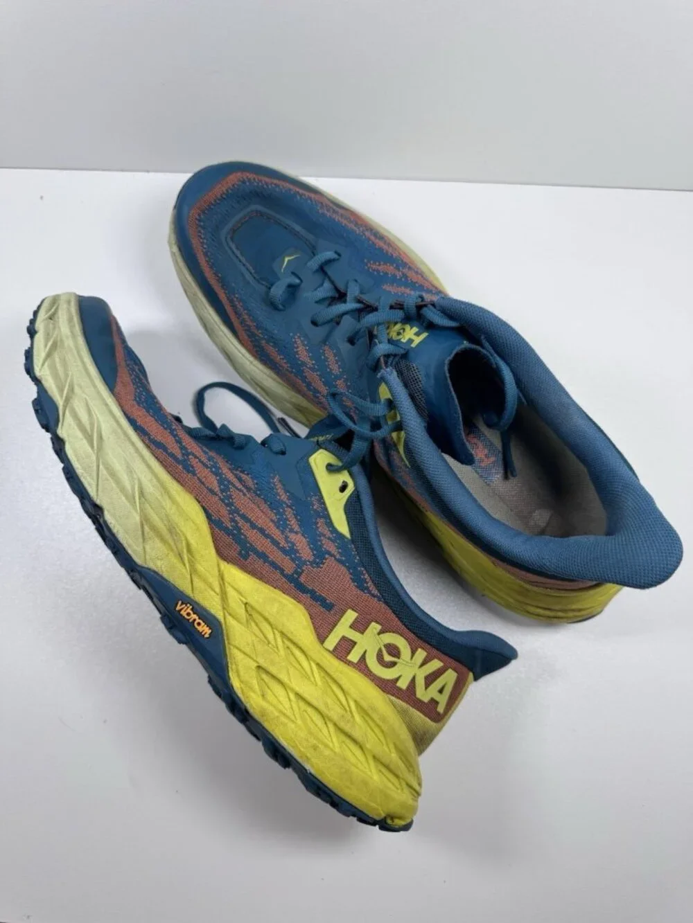 Hoka Speedgoat 5 Men's 12 12D Blue Coral/ Evening Primrose Trail Shoes 1123157
